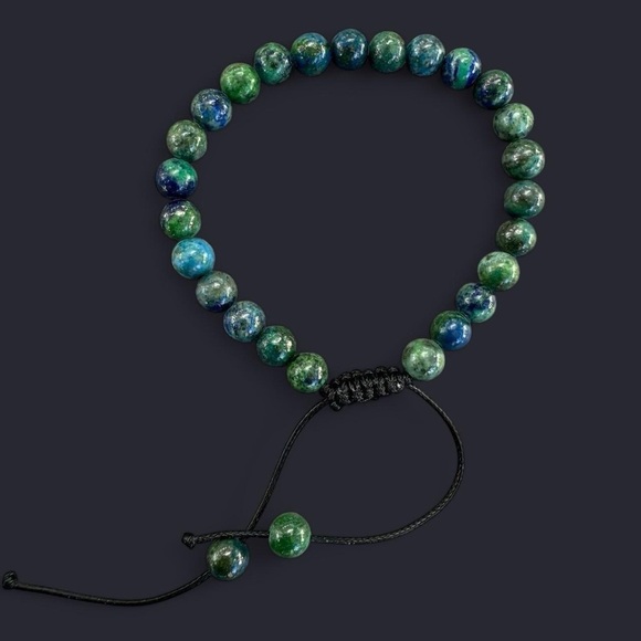 Azurite Adjustable Gemstone Bead Bracelet 6mm - Picture 1 of 5